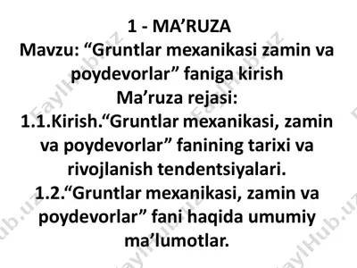 "gruntlar mexanikasi zamin va poydevorlar" — PDF