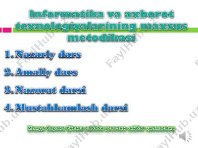 informatsiya va axborot texnologiyalari metodikasi — PPT