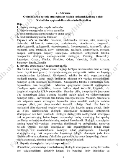 o'simliklarda hayotiy strategiyalar — DOCX