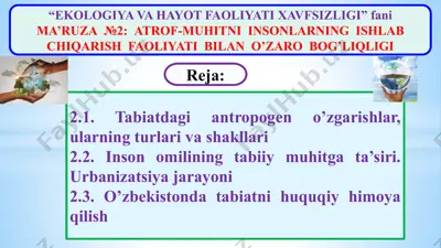 ekologiya va hayot faoliyati xavfsizligi — PPTX