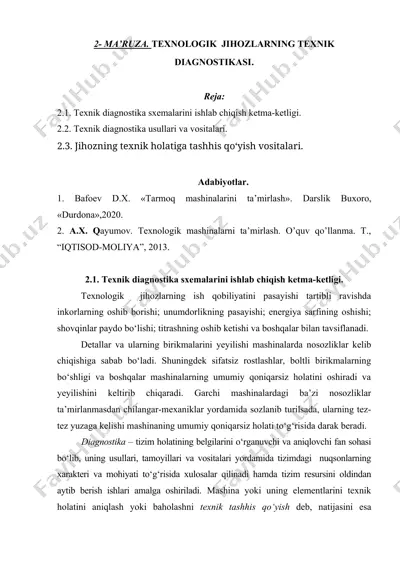 texnik diagnostika usullari va vositalari — DOCX