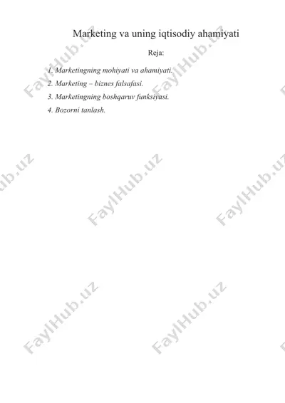 marketing va uning iqtisodiy ahamiyati — DOCX