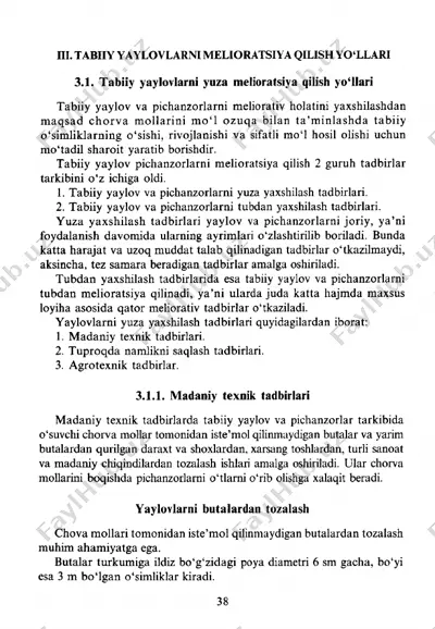 tabiiy yaylovlarni melioratsiya qilish yo‘llari — PDF
