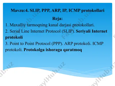 slip, ppp, arp, ip, icmp protokollari — PPTX