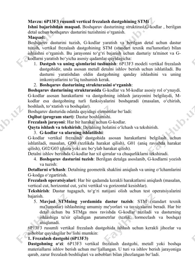 vertikal frezalash dastgohi — DOCX
