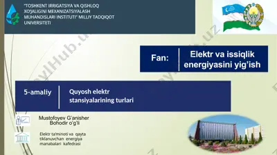 quyosh elektr stansiyalari — PPTX