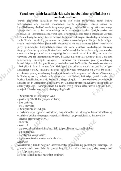 yurak qon-tomir kasalliklarida xalq tabobatining profilaktika va davolash usullari — DOCX