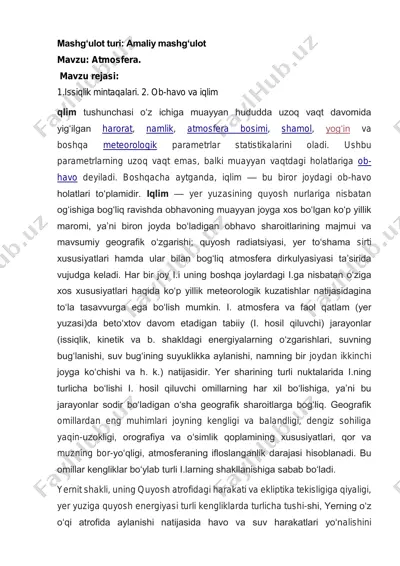 atmosfera va iqlim mavzusi tavsifi — PDF