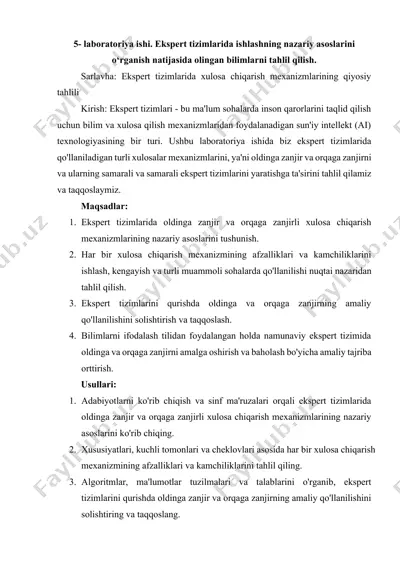ekspert tizimlarida xulosa chiqarish mexanizmlarining qiyosiy tahlili — DOCX