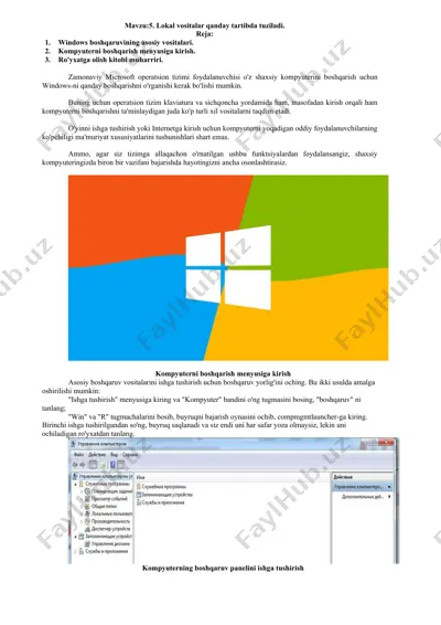 windows boshqaruv vositalari — DOCX