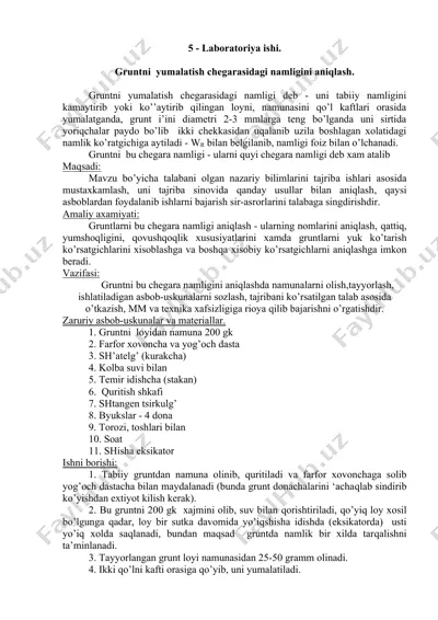 gruntning yumalatish chegarasidagi namligi aniqlash — DOC