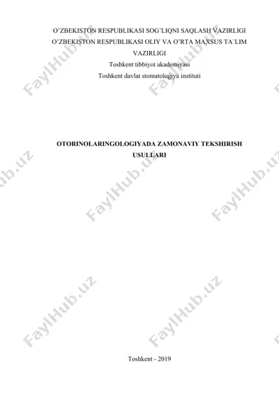 otorinolaringologiyada zamonaaviy tekshirish usullari — DOCX