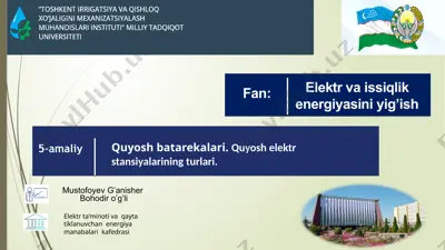 quyosh elektr stansiyalari — PPTX