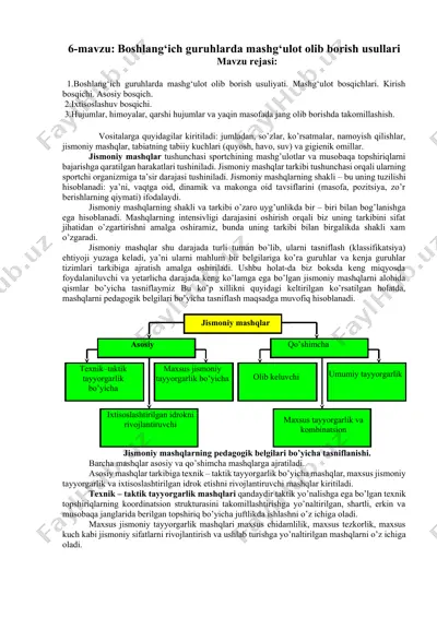 boshlang‘ich guruhlarda mashg‘ulot olib borish usullari — DOCX