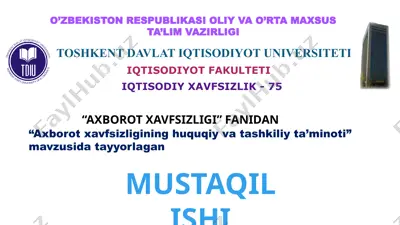 axborot xavfsizligining huquqiy va tashkiliy ta’minoti — PPTX