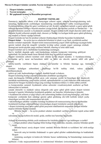 ekspert tizimlari — DOCX