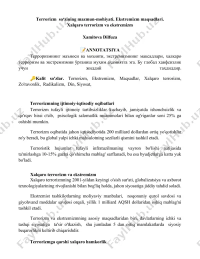 terrorizm va ekstremizm — DOCX