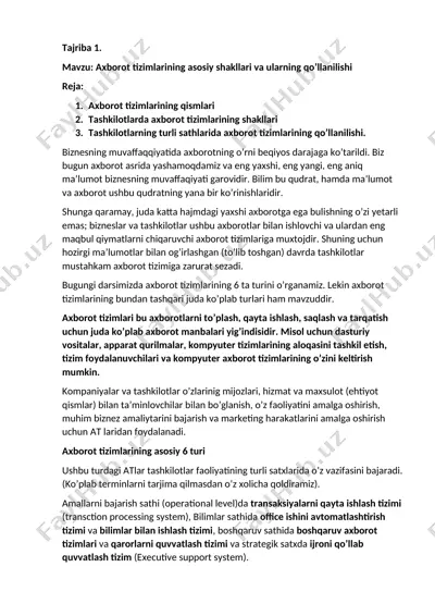 axborot tizimlari — DOCX