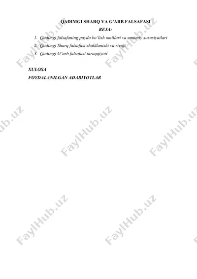 qadimgi sharq va g'arb falsafasi — DOCX