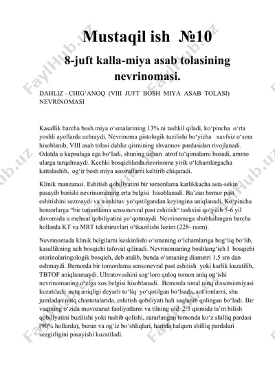 nevrinoma gistologik tuzilishi — DOCX