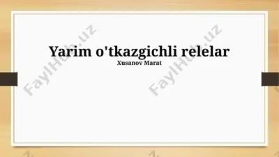 yarim o'tkazgichli relelar — PPTX