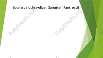 bolalarda uchraydigan surunkali pankreatit — PPTX
