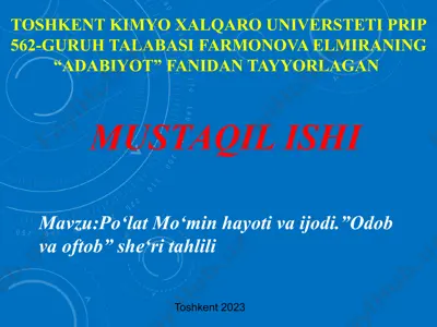 po‘lat mo‘min hayoti va ijodi tahlili — PPTX