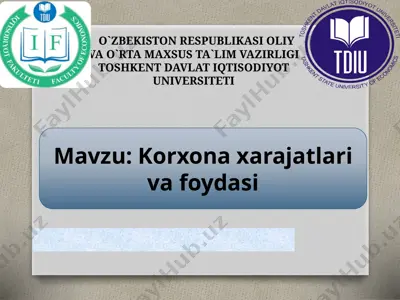 korxona xarajatlari va foydasi 2 — PPTX