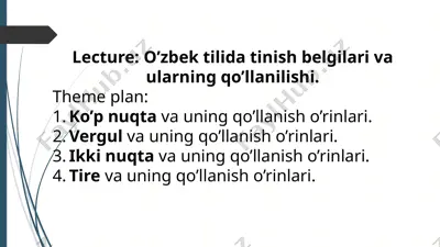 o’zbek tilidagi tanish belgilar va ularning qo’llanilishi — PPTX