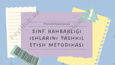 sinf rahbarligi ishlarini tashkil etish metodikasi — PDF