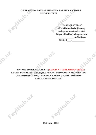 sport pedagogik mahoratini oshirish (futbol) — DOCX