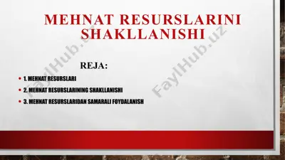 mehnat resurslarini shakllanishi — PPTX