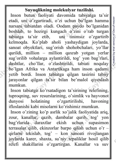 suyuqlikning molekulyar tuzilishi — PDF
