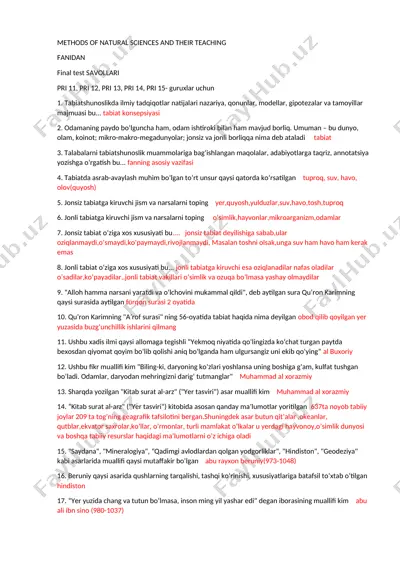 methods of natural sciences and their teaching — DOCX
