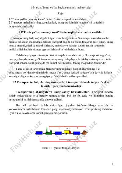 temir yo'llar haqida umumiy tushunchalar — DOCX