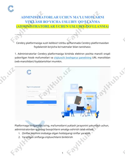 administratorlar uchun ma’lumotlarni yuklash bo‘yicha uslubi qo‘llanma — DOCX