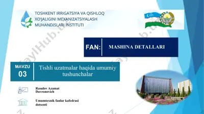 tishli uzatmalar haqida umumiy tushunchalar — PPT