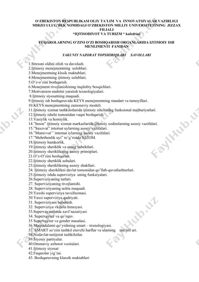 fuqarolarning o’zini o’zi boshqarish organlarida ijtimoiy ish menejmenti — DOCX