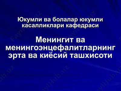 meningit va meningoentsefalitlarning erta va kiyosiy tashxisoti — PPT