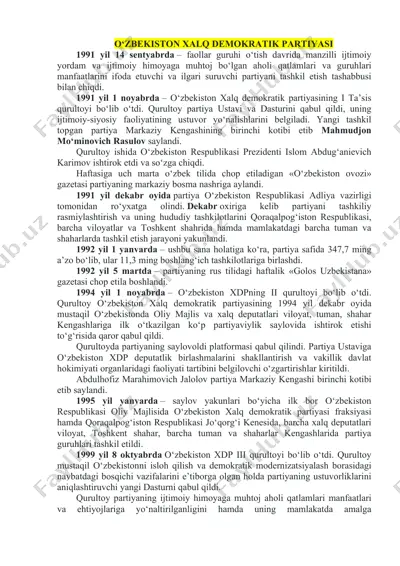 o‘zbekiston xalq demokratik partiyasi — DOCX