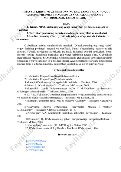 o’zbekistonning eng yangi tarixi — DOCX