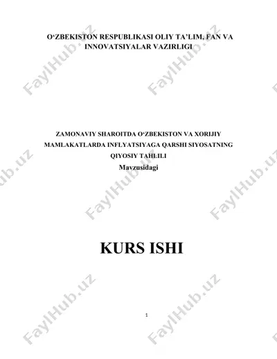 inflyatsiyaga qarshi siyosatning qiyosiy tahlili — DOCX