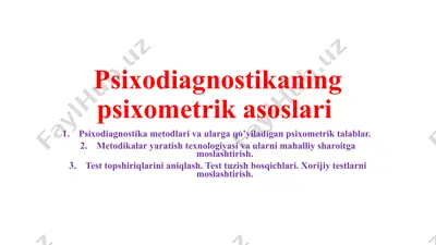 psixodiagnostikaning psixometrik asoslari — PPTX