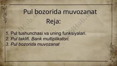 pul bozorida muvozanat — PPTX