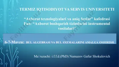 kompyuterning elementlari hisoblangan raqamli sxemalari — PPTX
