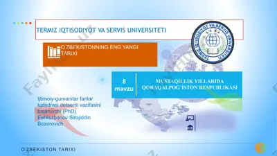 qoraqalpoqiston respublikasi iqtisodiyoti va mustaqillik yillarida — PPTX