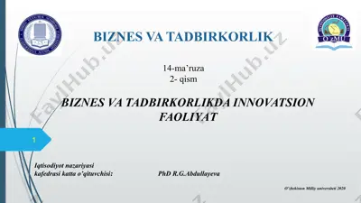 innovatsion faoliyatning mohiyati va mazmuni — PPTX