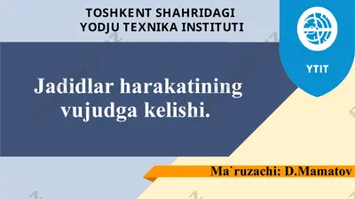 jadidlar harakatining vujudga kelishi — PPTX