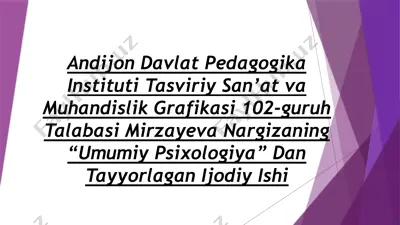 "umumiy psixologiya" — PPTX