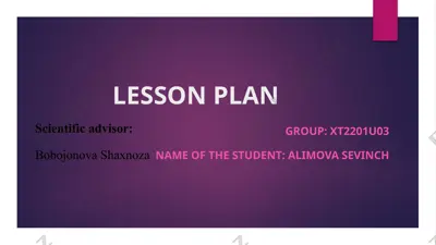 dars rejasi (lesson plan) — PPTX